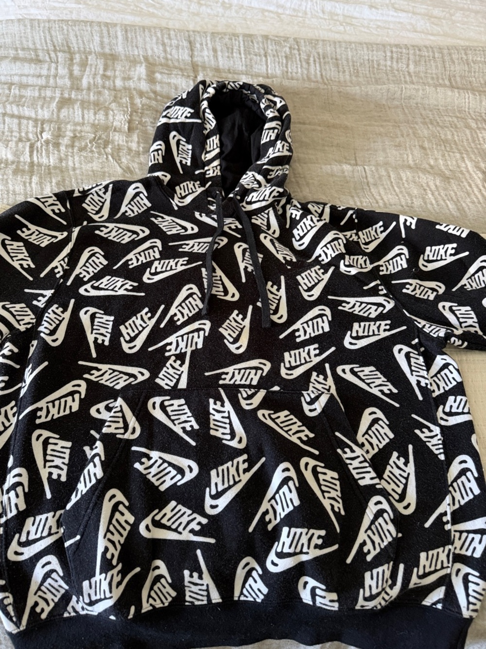 Nike Black & White Allover Logo Hooded Sweatshirt